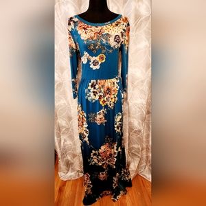 Women's maxi dress, Reborn J, size large, teal floral